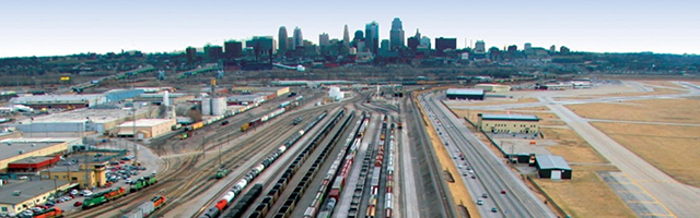 Skyline and Rail lines in Kansas City