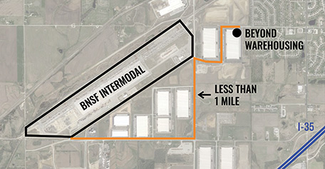 Road from BNSF intermodal facility to Beyond Warehousing