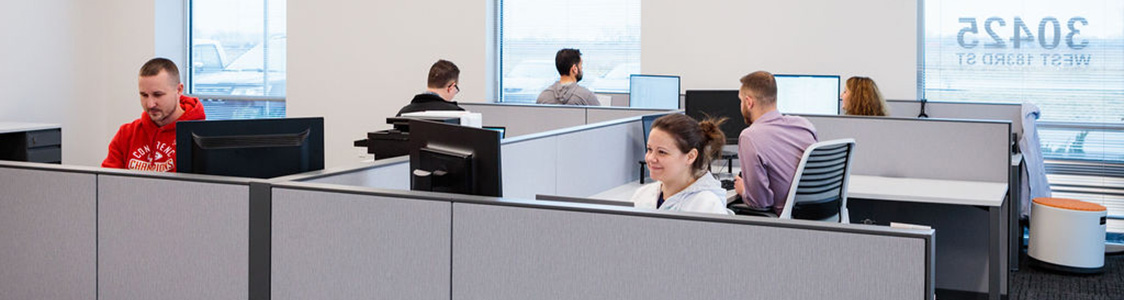 Employees in Beyond Warehousing's office area