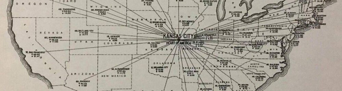 Graphic showing Kansas City as the hub in the hub-and-spoke distribution model