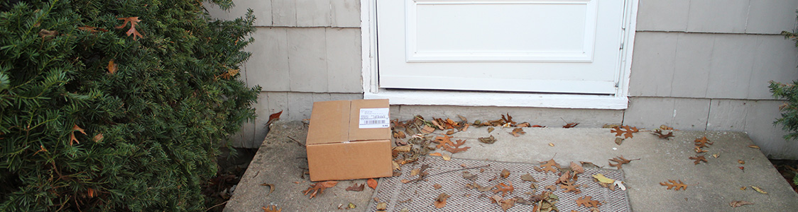 Shipped e-commerce product arrived at front door