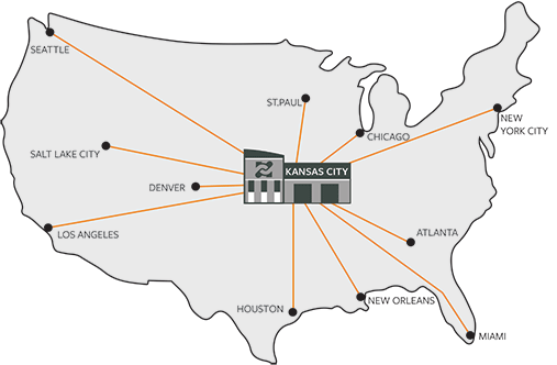 Kansas City as the hub in the hub-and-spoke distribution model