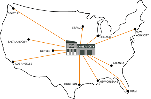 Kansas City as the hub in the hub-and-spoke model